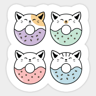 Kawaii Cats Donut Shaped Sticker